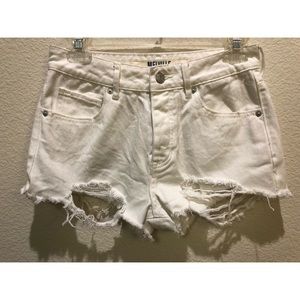 White High Waisted Melville Ripped Shorts